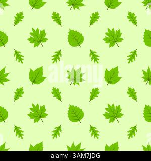 Seamless pattern with green leaves, vector illustration Stock Vector