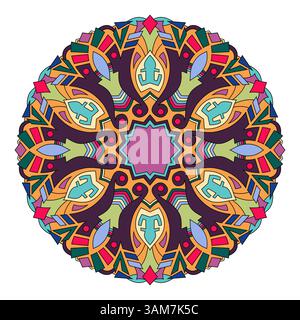 Bright multicolored mandala with beautiful floral pattern Stock Vector