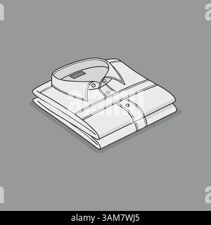 illustration of a folded white shirt on a grey background Stock Vector