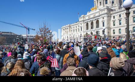 The Hands Off protests are a series of ongoing demonstrations launched across the United States on April 5, 2025, in what is currently the largest one Stock Photo
