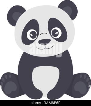 Vector illustration of panda. Cute silhouette teddy bear panda Stock Vector