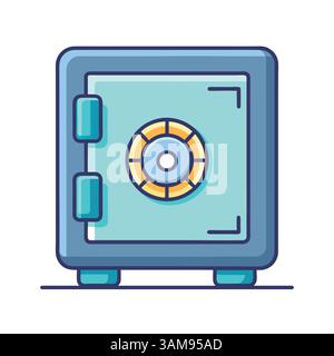safe deposit box cartoon vector icon illustration Stock Vector