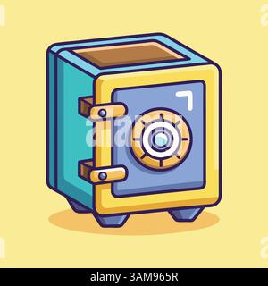 safe deposit box cartoon vector icon illustration Stock Vector