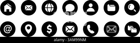 Different Contact Icons. Business card contact information icons. Business card icon set of differents styles. Stock Vector
