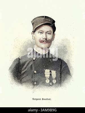 Sergent Bouthel, French army officer, involved in the Voulet–Chanoine Mission, also called Central African-Chad Mission,  a French military expedition sent out from Senegal in 1898 to conquer the Chad Basin Stock Photo
