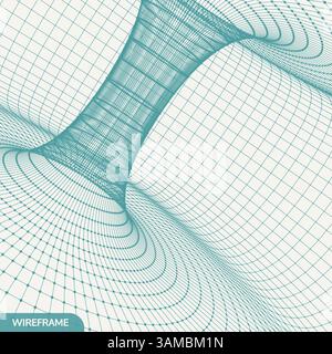 Abstract tunnel grid. 3d vector illustration. Can be used as digital dynamic wallpaper, technology background. Stock Vector