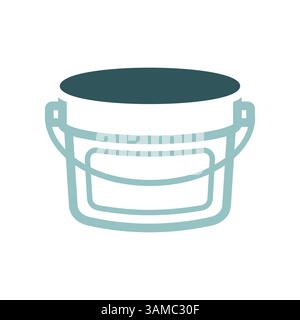 Pastic bucket container for paint or food isolated icon. Construction, repair and building vector design and illustration Stock Vector