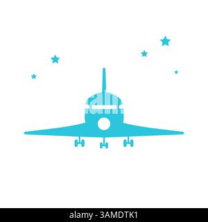 Landing Space Shuttle Icon. Front View. Isolated on white background. From blue icon set. Stock Vector