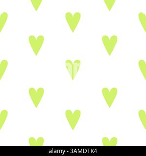 Seamless pattern green hearts on white background Stock Vector
