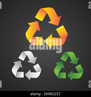 Recycle in colorful icons, symbols, modern signs, linear pictograms, vector art Stock Vector