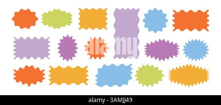 Zigzag edge rectangle frames collection. f rectangle shape frames with zigzag edge. Uneven zigzag rectangular shapes. Jagged rectangle. Stock Vector
