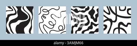 Abstract modern doodle wavy line poster set. Stock Vector