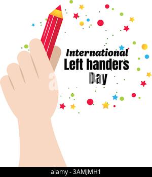 Left Handers Day Illustration Cute Celebration of Lefty Life. Stock Vector