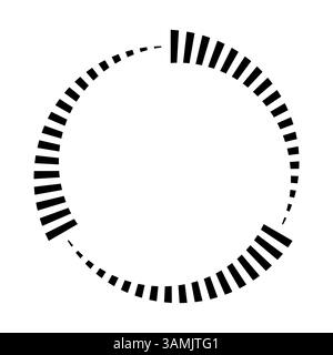 Circular abstract loading bar with bold black segmented progress elements Stock Vector