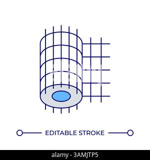 Wire mesh roll line color icon Stock Vector