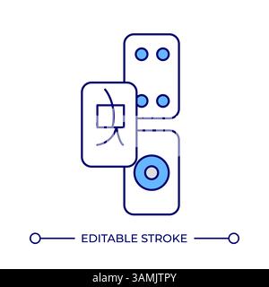 Mahjong tiles line color icon Stock Vector