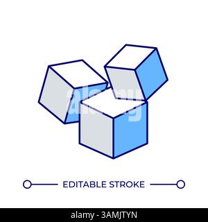 Floating cubes line color icon Stock Vector