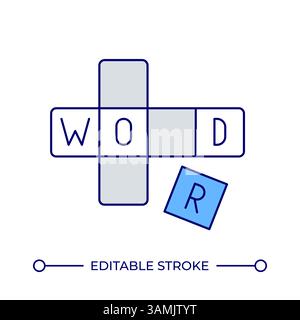 Crossword line color icon Stock Vector