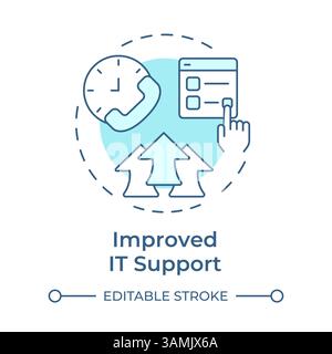 Improved it support soft blue concept icon Stock Vector