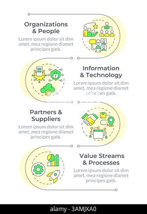 Service management fields infographic vertical sequence Stock Vector
