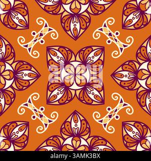 Hand drawn seamless pattern ornaments on background.seamless pattern for home decorating ideas and fabric printing,textile decoration,interior, Stock Vector