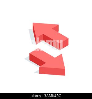 isometric vector arrows directed in different directions, in color on a white background, opposite directions or currency exchange Stock Vector