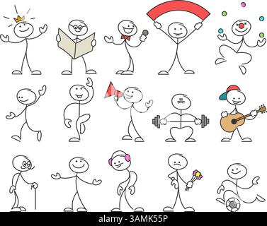 Stick man in different poses Stock Vector