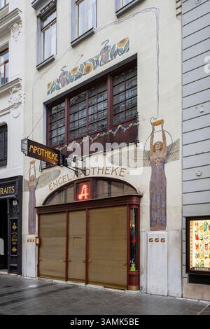 Art nouveau facade of Engel Apotheke pharmacy, Vienna, Austria Stock Photo