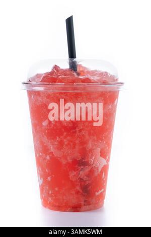 Red strawberry slushie isolated on white background Stock Photo