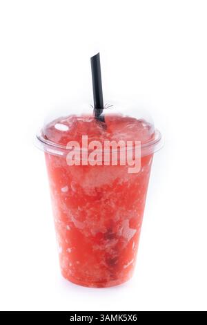 Red strawberry slushie isolated on white background Stock Photo