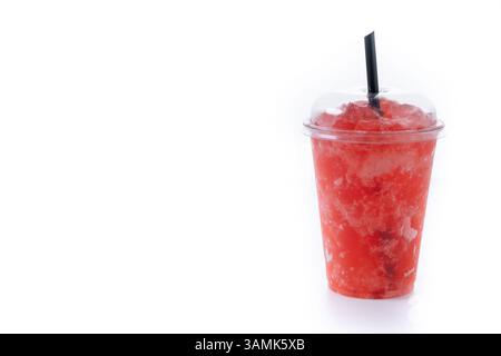 Red strawberry slushie isolated on white background Stock Photo