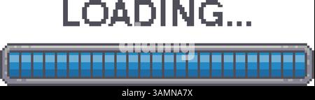 Pixel art 8 bit loading bar indicator. Retro styled game design interface Stock Vector