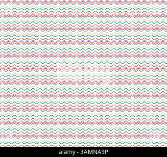 Rainbow colour line colourful seamless pattern. Hand drawn ink brush wave stoke, doodle style design. Holiday festive decorative banner, white Stock Vector