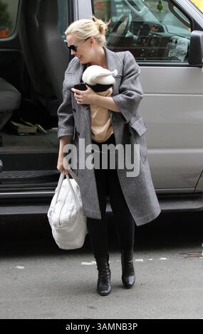 April 1, 2014 - New York City, NY, USA - Actress Melissa George arrives at the set of her newTV pilot with her son RaphaÃ«l Blanc on pril 1 2014 in New York City  (Credit Image: © Zelig Shaul/Ace Pictures/ZUMAPRESS.com) Stock Photo