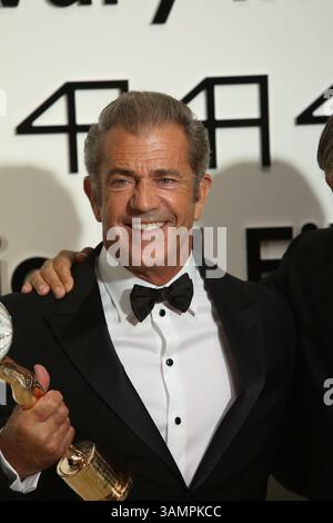 Actor Mel Gibson accepts the Crystal Globe for Outstanding Artistic Contribution to World Cinema during the opening of the 49th Karlovy Vary International Film Festival at Hotel Thermal in Karlovy Vary, Czech Republic, on 04 July 2014 Stock Photo