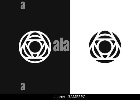 Abstract Circle Rounded Triangle Shape Logo for Artificial Intelligence App and Software Stock Vector