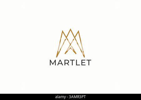 Swallow Bird Martlet Letter M Logo Geometric Abstract Magpie Stock Vector