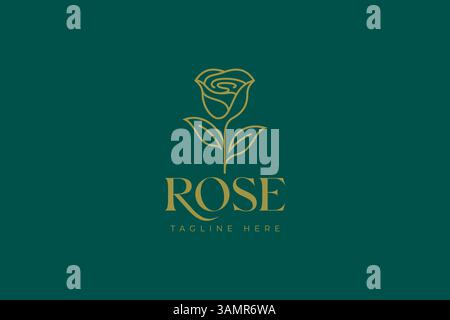 Rose Florist Logo Geometric Linear Luxury Premium Stock Vector