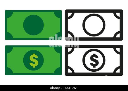 Money icon. Dollar bill vector. Banknote cash symbol. Green payment shape. Stock Vector