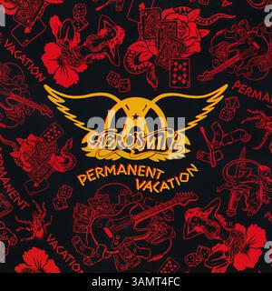 Aerosmith - Permanent Vacation - Vintage vinyl record cover Stock Photo