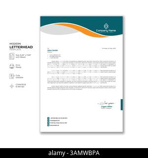 Clean and professional corporate company business letterhead template design Stock Vector