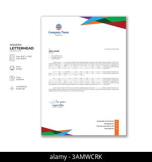 Clean and professional corporate company business letterhead template design Stock Vector