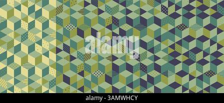 3d blocks structure background. Seamless pattern. Abstract vector illustration. Stock Vector