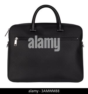 Black Leather Business Briefcase with Handles Stock Photo
