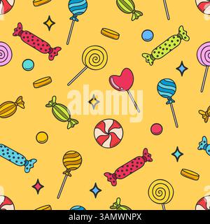 Vector seamless pattern with colorful candies Stock Vector