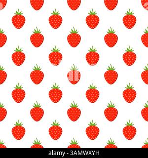 Seamless pattern of fresh strawberry background Stock Vector