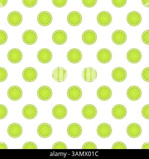 Seamless pattern with slices and whole limes Stock Vector