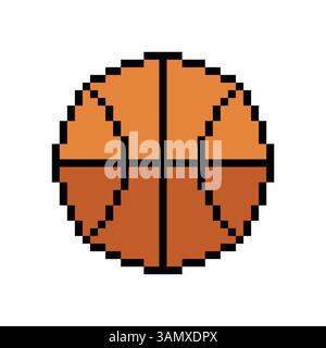 Pixel art basketball icon Stock Vector