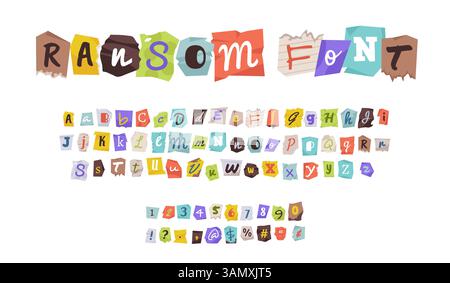 Printed Ransom Note Ransom font news paper cutout letters, newspaper alphabet. Vector ...