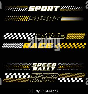 Bold text decals yellow set Stock Vector